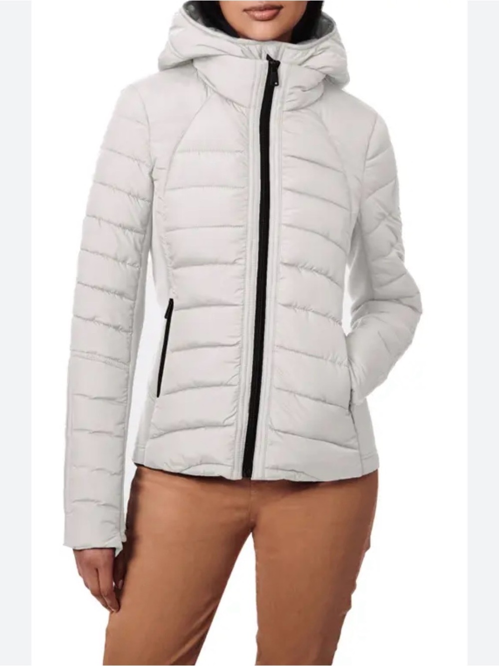 Bernardo EcoPlume Performance Hooded Puffer Coat Gray lavender M